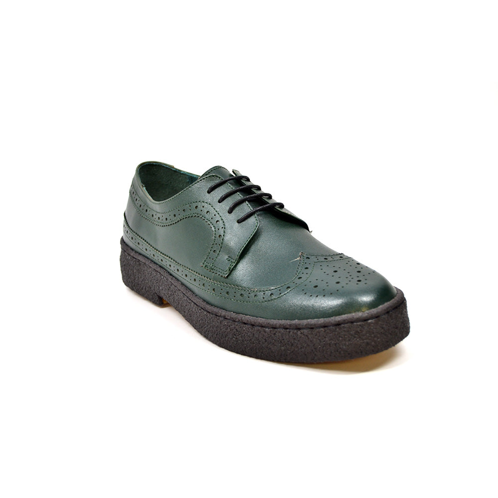 British Walkers Playboy Wingtip Men's Low Cut Hunter Green Leather Shoes view 1