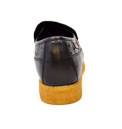 British Walkers Harlem Men's Black Ostrich Leather Slip On Shoes view 31