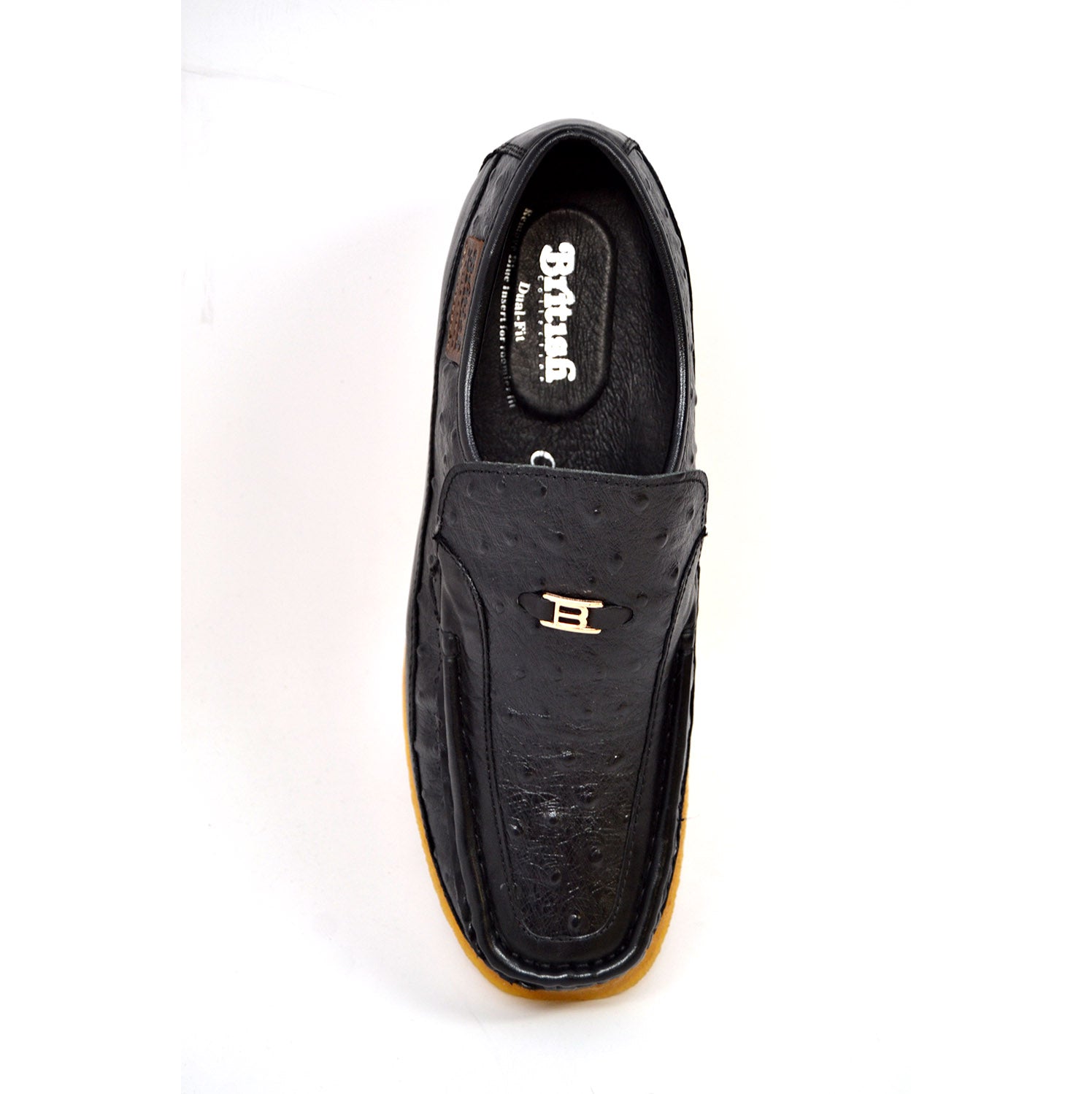 British Walkers Harlem Men's Black Ostrich Leather Slip On Shoes view 32
