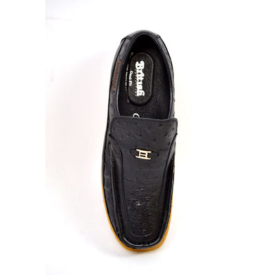 British Walkers Harlem Men's Black Ostrich Leather Slip On Shoes view 32