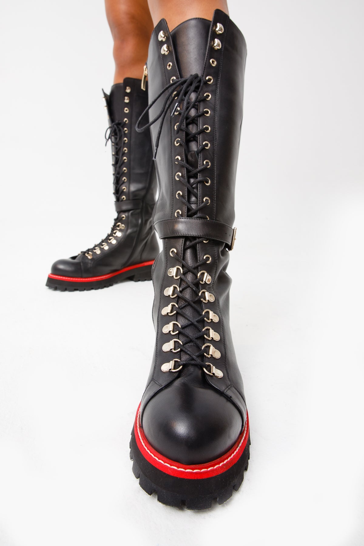 Vinci Leather The Istinye Black Leather Knee High Lace-Up Women Boot Limited Edition – product view 9