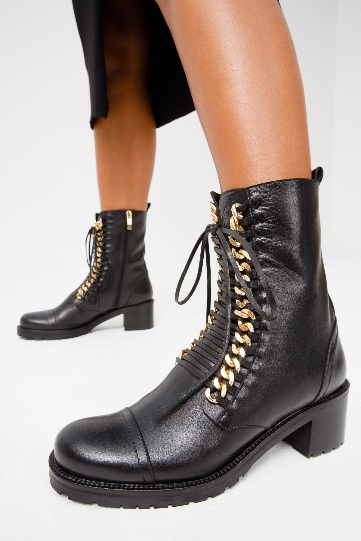 Vinci Leather The Tuna Black Leather Mid Calf Women Boot – product view 8