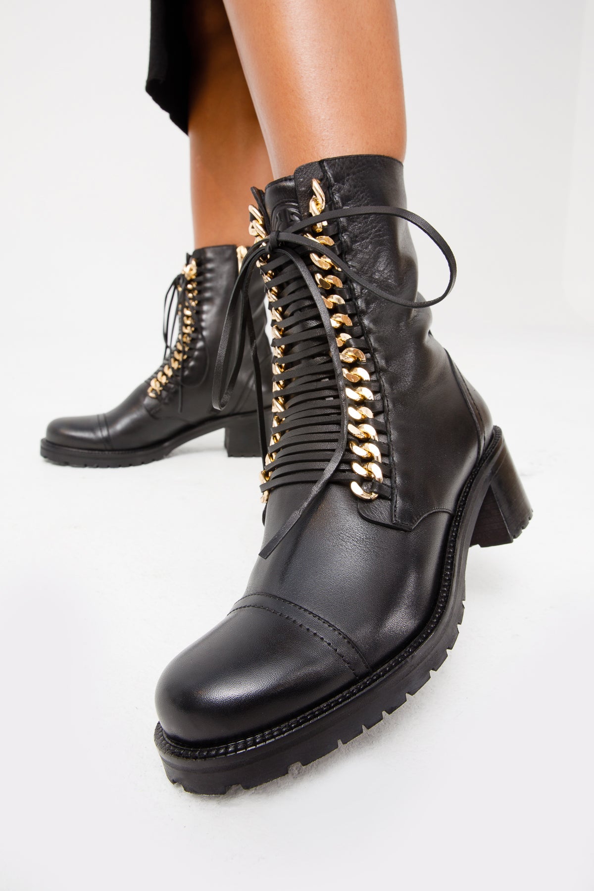 Vinci Leather The Tuna Black Leather Mid Calf Women Boot – product view 2