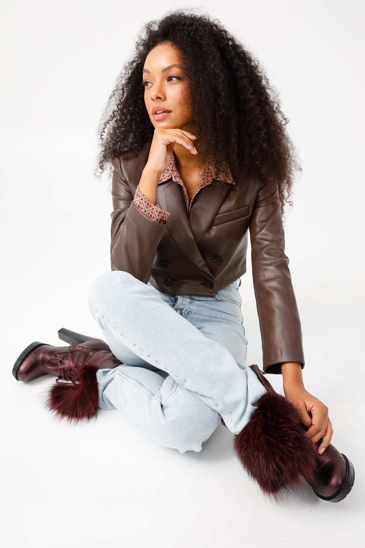 Vinci Leather The Melo Burgundy Leather Natural Mid Calf Platform Heel Women Boot – product view 15
