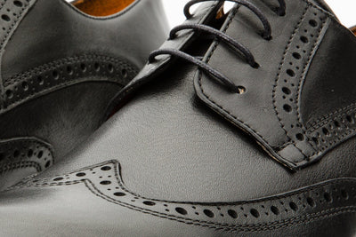 The Molise Black Wingtip Semi Brogue Derby Men  Shoe  Final Sale!