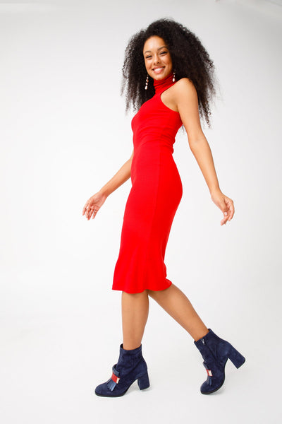 The Luksor Navy Blue Suede Leather Block Heel Women Boot