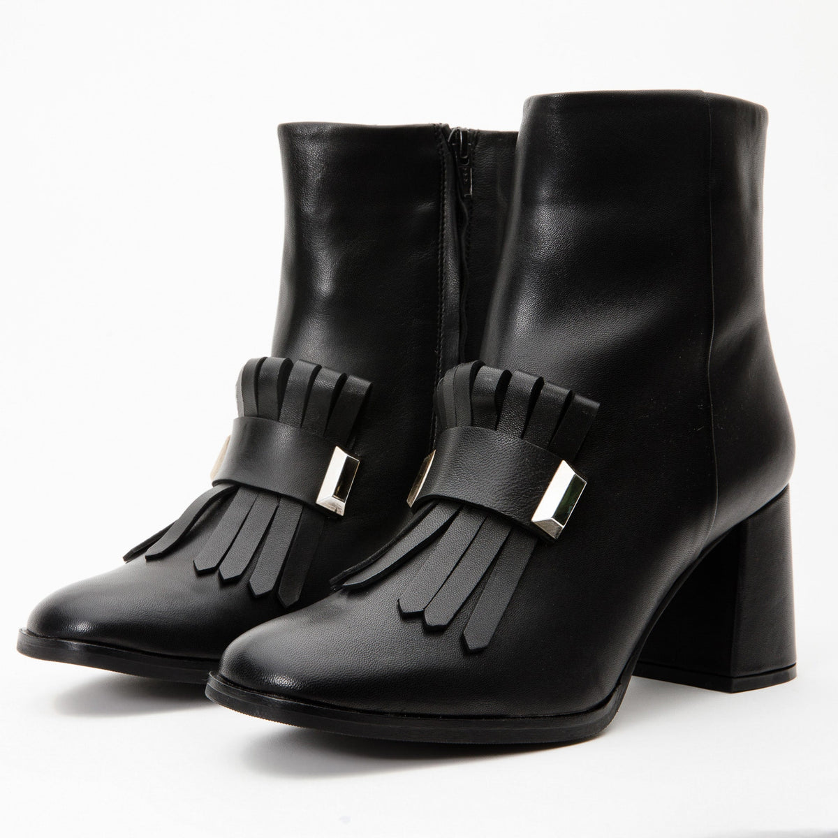 Vinci Leather The Luksor Black Leather Block Heel Women Boot – product view 3