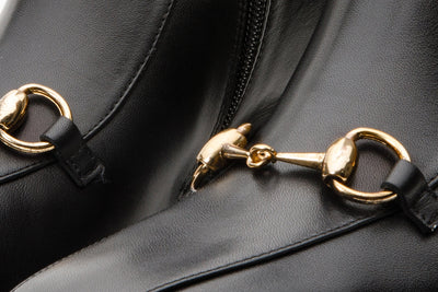 The Bukres Black Leather Block Heel Women Boot