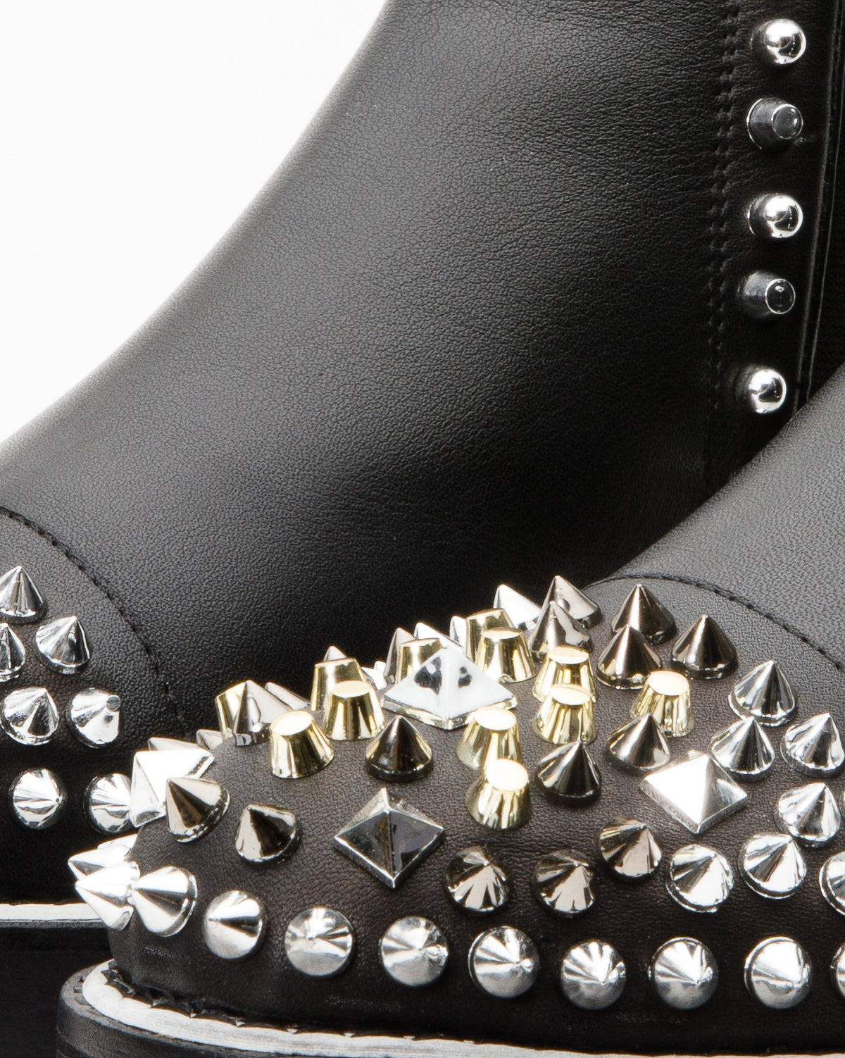 Vinci Leather The Vuvulane Black Spike Leather Ankle Women Boot – product view 8