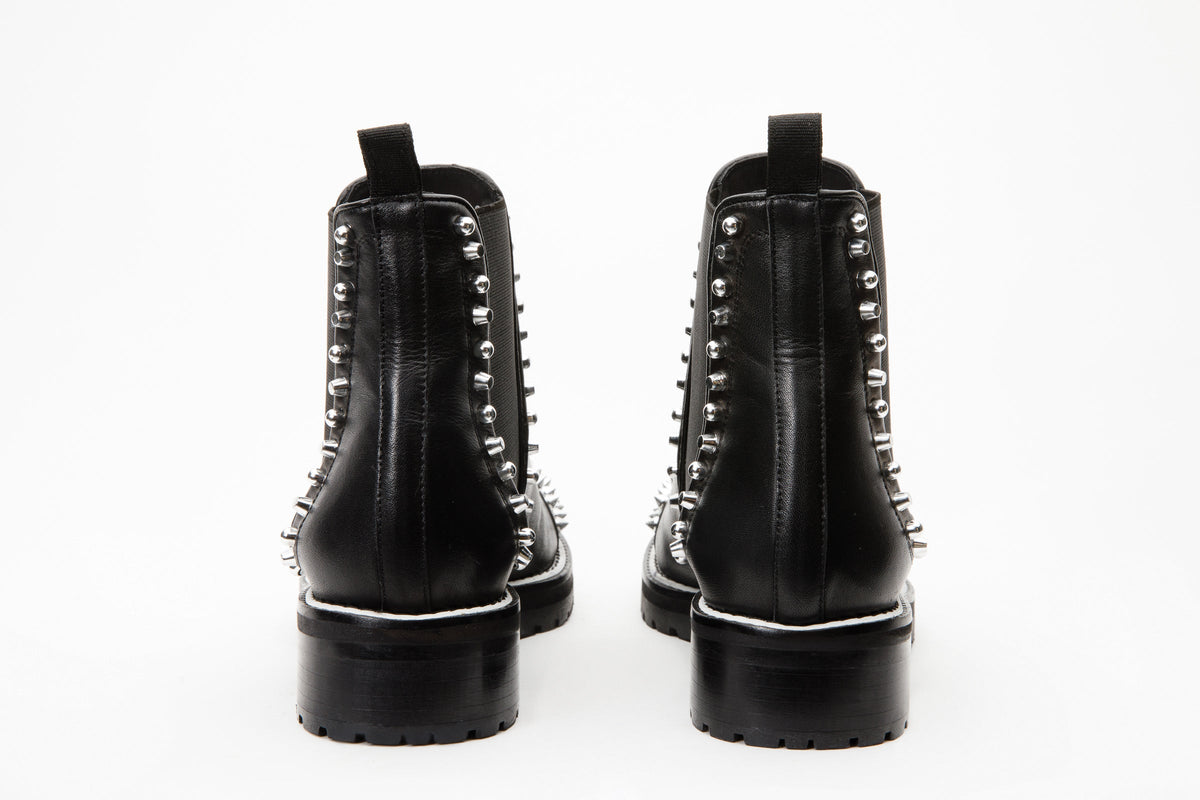 Vinci Leather The Vuvulane Black Spike Leather Ankle Women Boot – product view 7