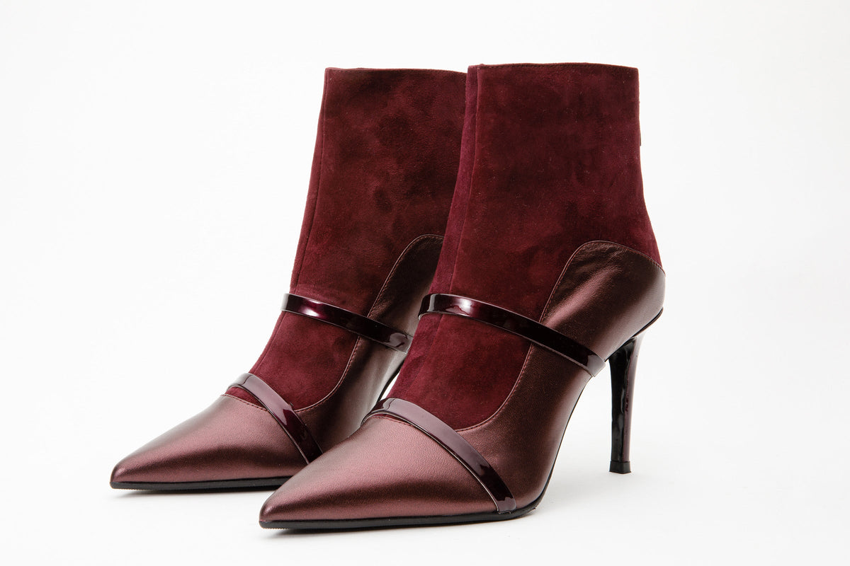 Vinci Leather The Manila Burgundy Leather Ankle Women Boot – product view 2