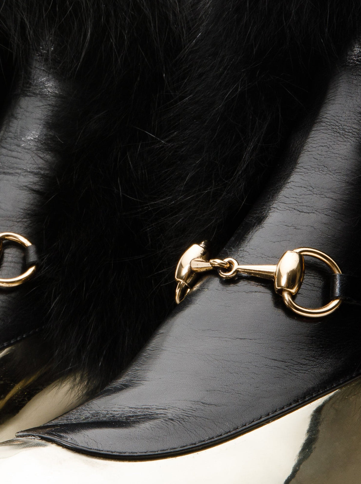 Vinci Leather The Izmir Black & Gold Leather Natural Fox Fur Mid Calf Women Boot – product view 5