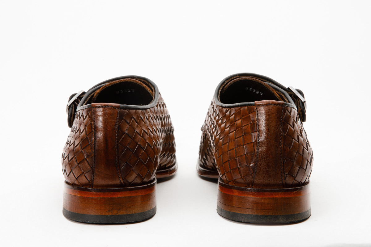 Vinci Leather The Turan Brown Woven Double Monk Strap Dress Men Shoe – product view 6