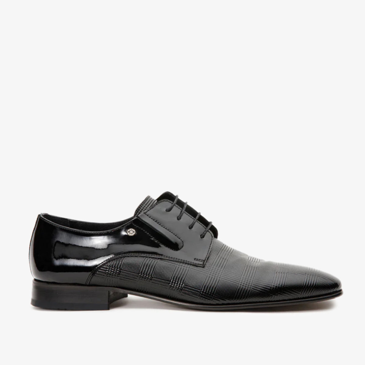 Vinci Leather The San Severo Black Patent Leather Derby Men Shoe – product view 1