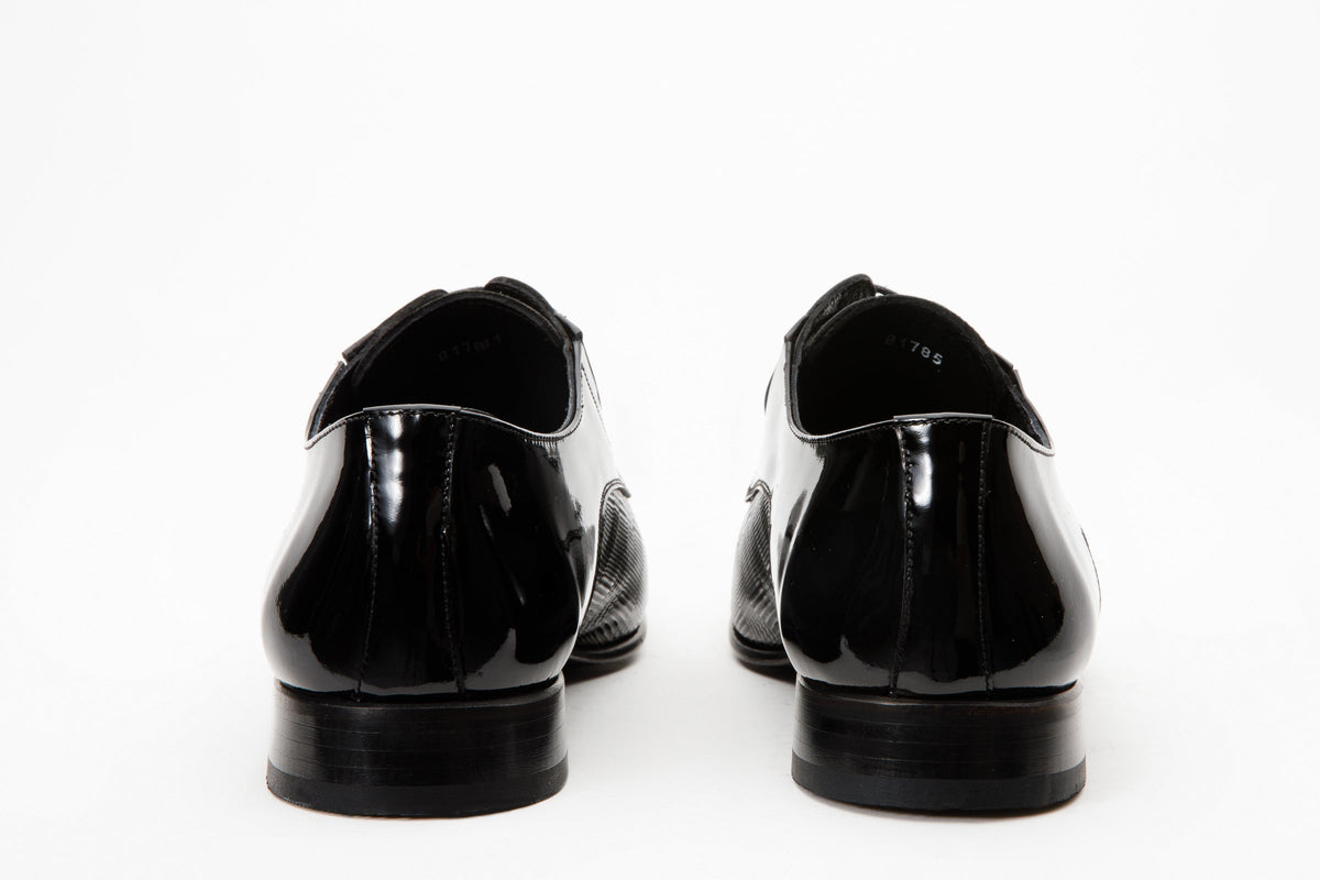 Vinci Leather The San Severo Black Patent Leather Derby Men Shoe – product view 6
