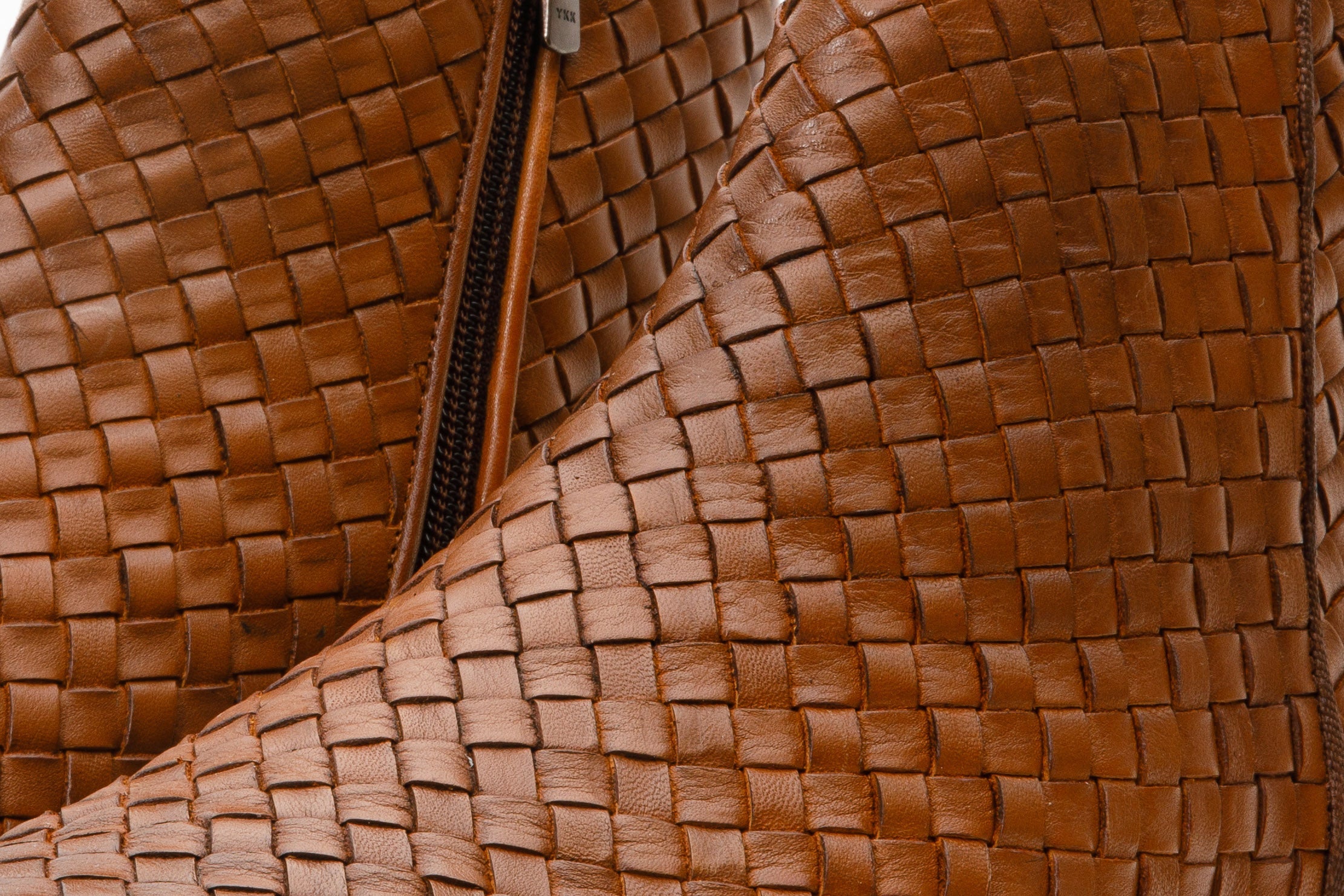 The Wellington Tan Handwoven Leather Men Boot with a Zipper Final Sale!