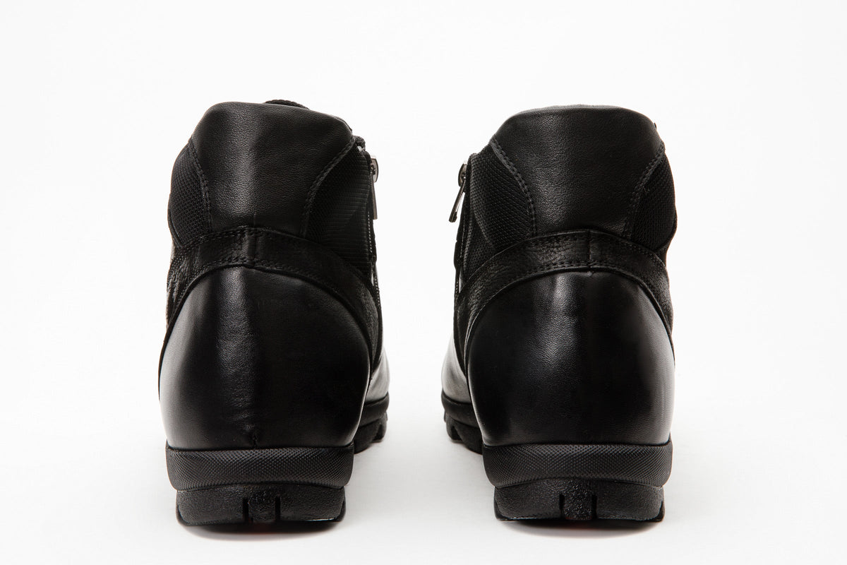 Vinci Leather The Houston Leather Black Lace-Up Casual Men Boot with a Zipper – product view 4
