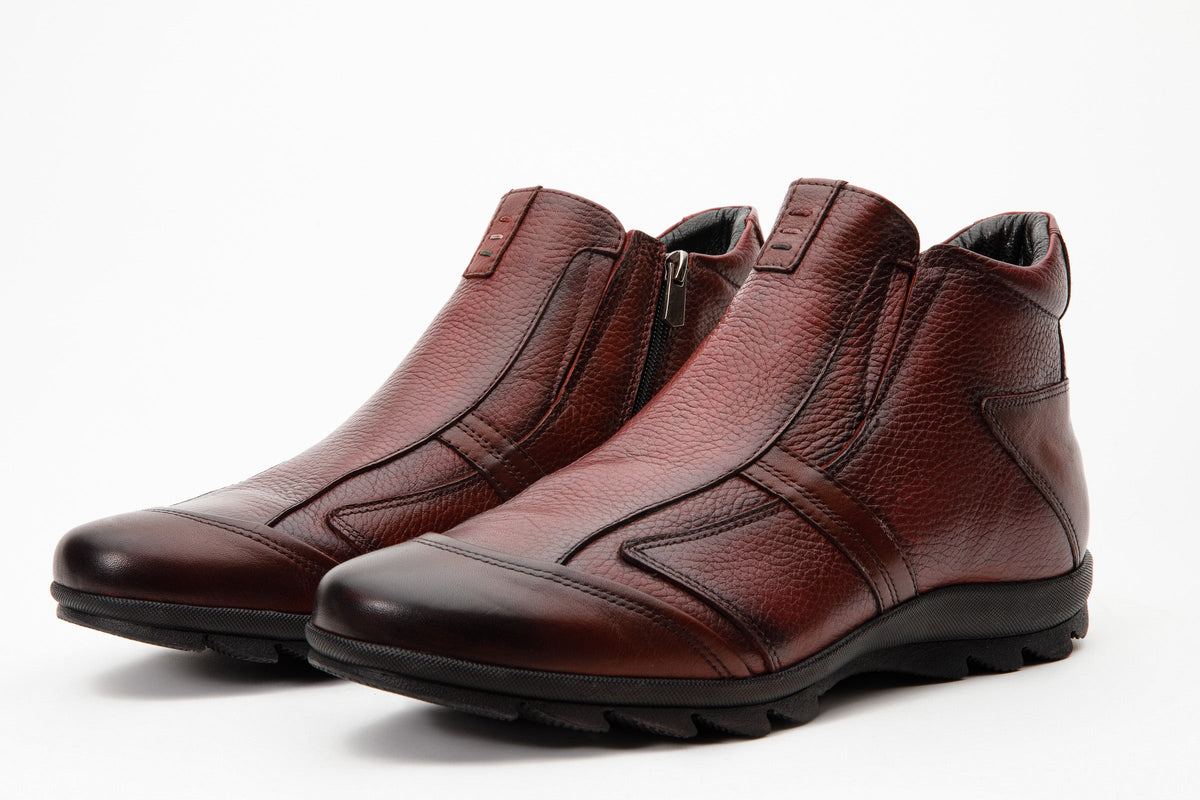 Vinci Leather The Montreal Burgundy Leather Casual Zip-Up Ankle Men Boot – product view 4