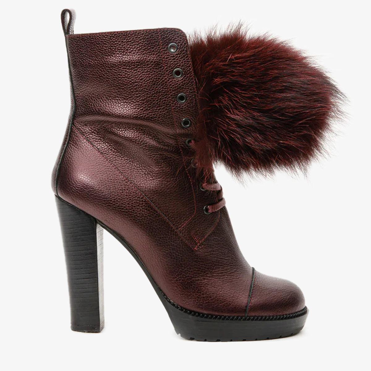 Vinci Leather The Melo Burgundy Leather Natural Mid Calf Platform Heel Women Boot – product view 1
