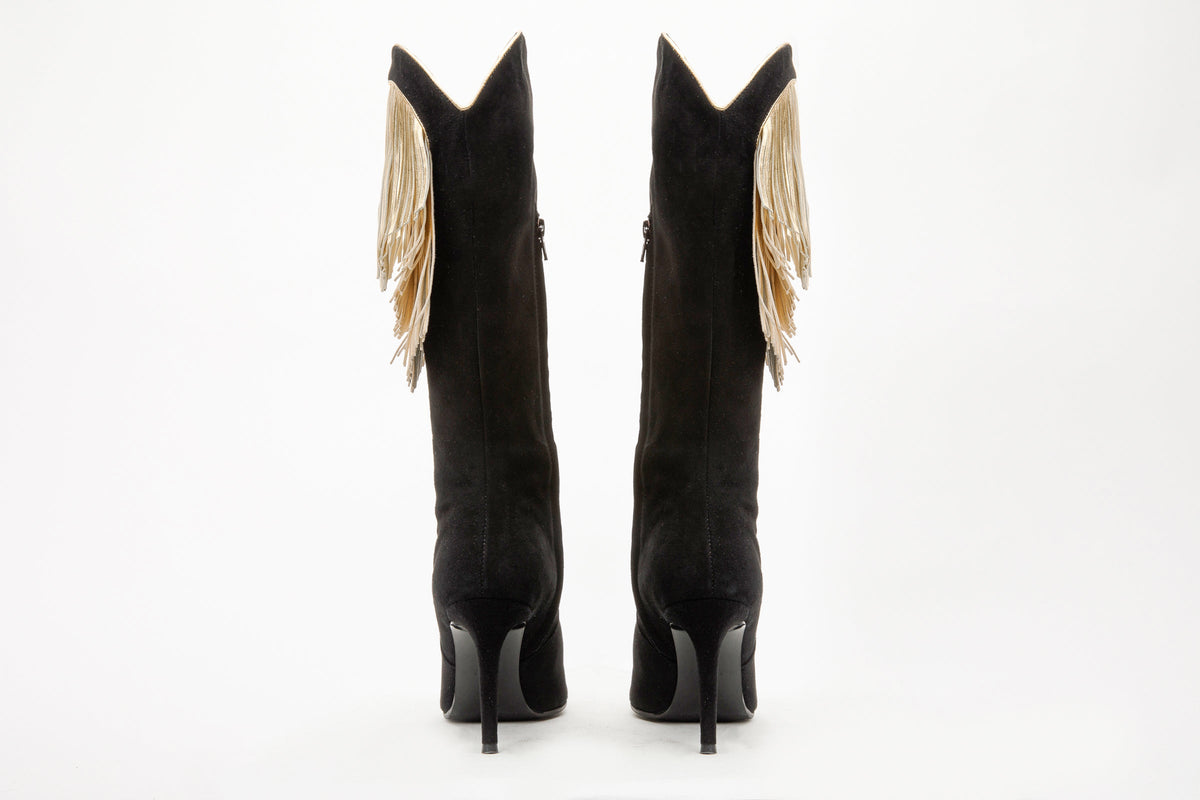 Vinci Leather The Vienna Black Suede Leather Knee High Women  Boot – product view 5