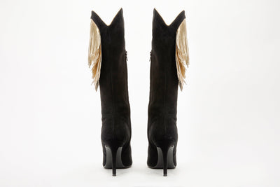 The Vienna Black Suede Leather Knee High Women  Boot