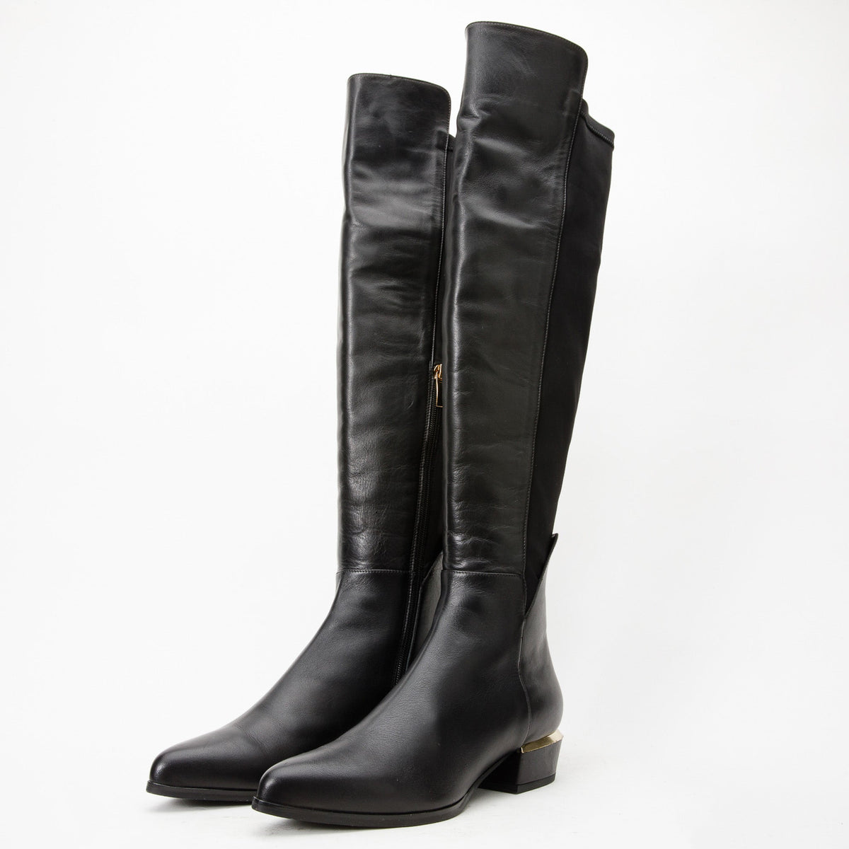 Vinci Leather The Fairoks Black Leather Pointy Toe Knee High Women Boot – product view 3