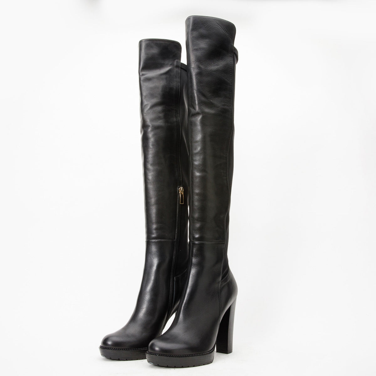 Vinci Leather The Sao Paulo Black Leather Knee High Platform Heel Women Boot – product view 2