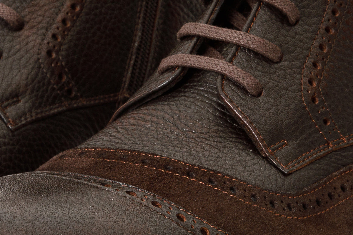 Vinci Leather The Anderson Brown Leather & Suede Brogue Lace-Up Men Boot with a Zipper – product view 5