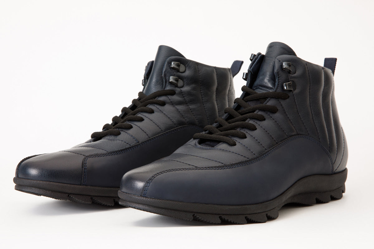 Vinci Leather The Merter Navy Blue Leather Casual Lace-Up Men Boot Final Sale! – product view 2