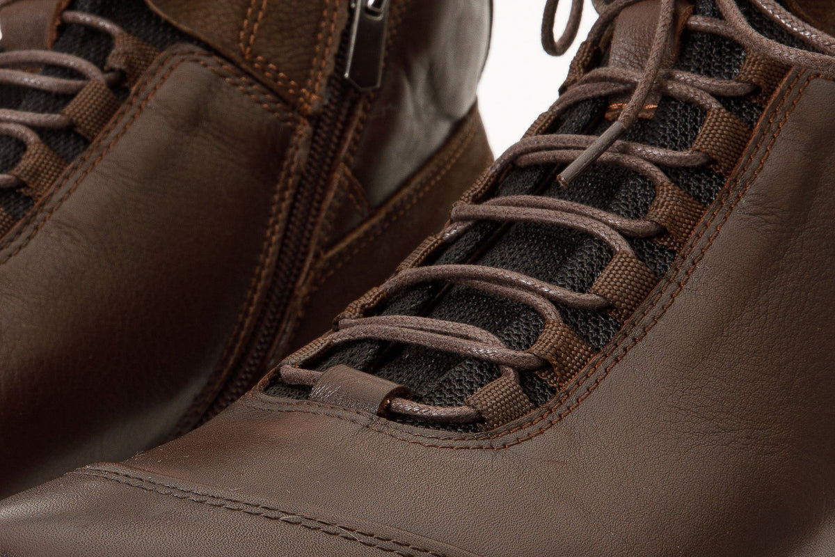 Vinci Leather The Houston Leather Brown Lace-Up Casual Men Boot with a Zipper – product view 5