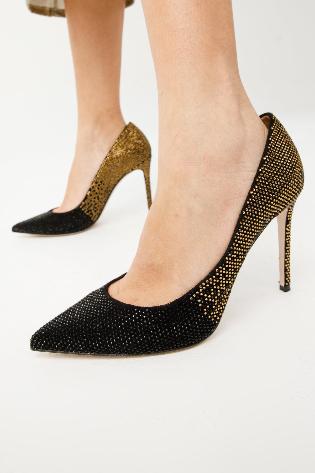 Vinci Leather The Bago Black & Gold Glitter Leather Pump Women Shoe – product view 6