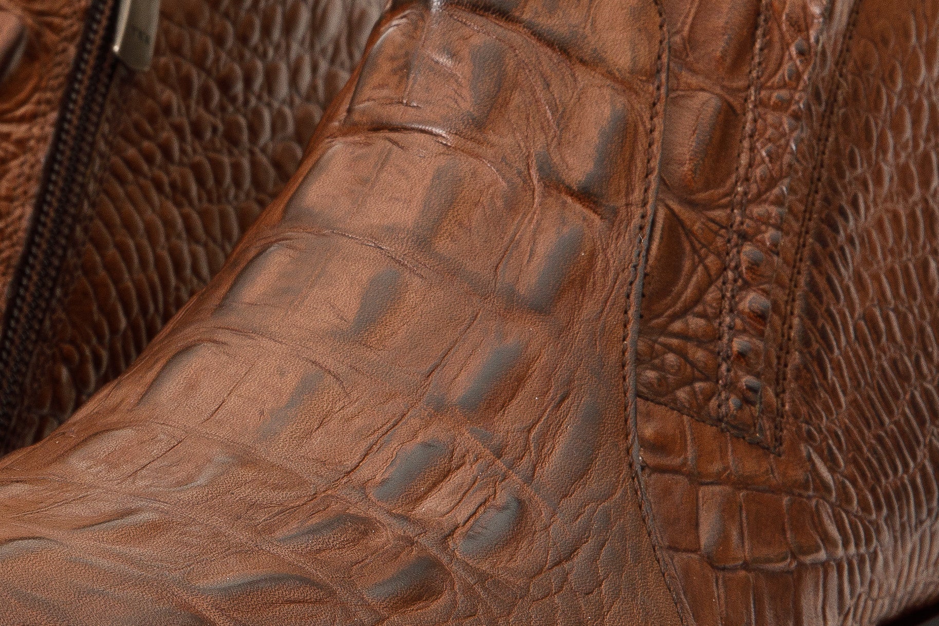 The Randor Brown Croc-Embossed Calf Leather Side-Zip Dress Ankle Men Boot