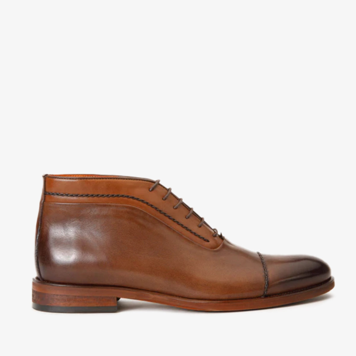 Vinci Leather The Rome Tan Leather Oxford Cap-Toe Men Boot – product view 1