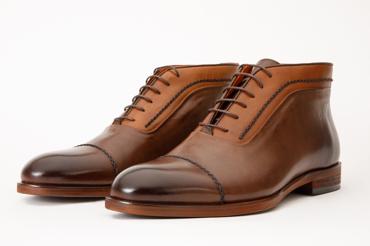Vinci Leather The Rome Tan Leather Oxford Cap-Toe Men Boot – product view 3