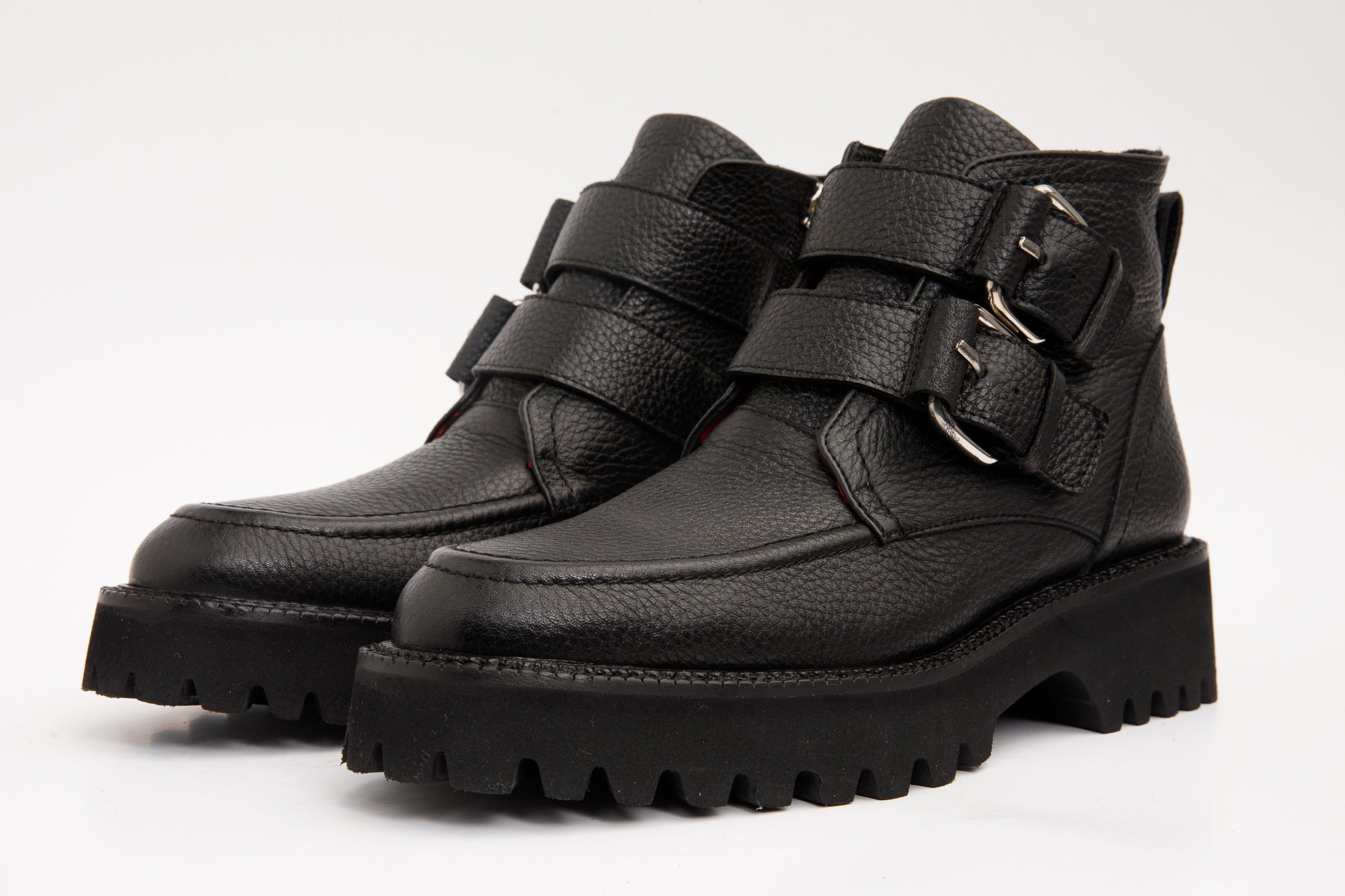 The Harry Black Leather Double Monk  Ankle Women  Boot Final Sale!