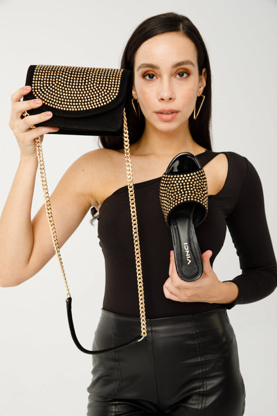 The Ailano Gold Glitter Leather Women Sandal