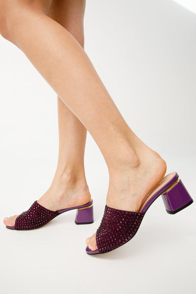 The Ailano Purple Glitter Leather Women Sandal