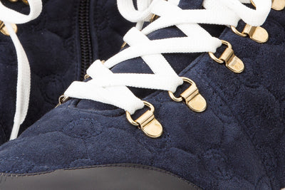 The Cambridge Navy Blue Suede Quilted Leather Ankle Women Boot Final Sale!
