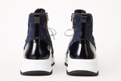 The Cambridge Navy Blue Suede Quilted Leather Ankle Women Boot Final Sale!