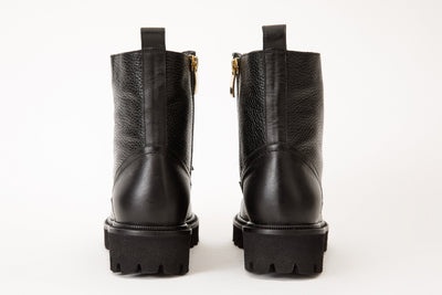 The Belgrad Black Leather Lace-Up Ankle Women Boot With a Side Zipper Final Sale!