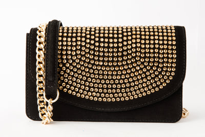 The Ailano Black Glitter Leather Handbag