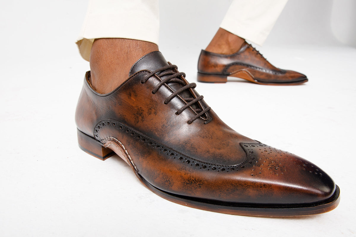 Vinci Leather The Royal Hand Craft Brown Wingtip Oxford Men Shoe – product view 14