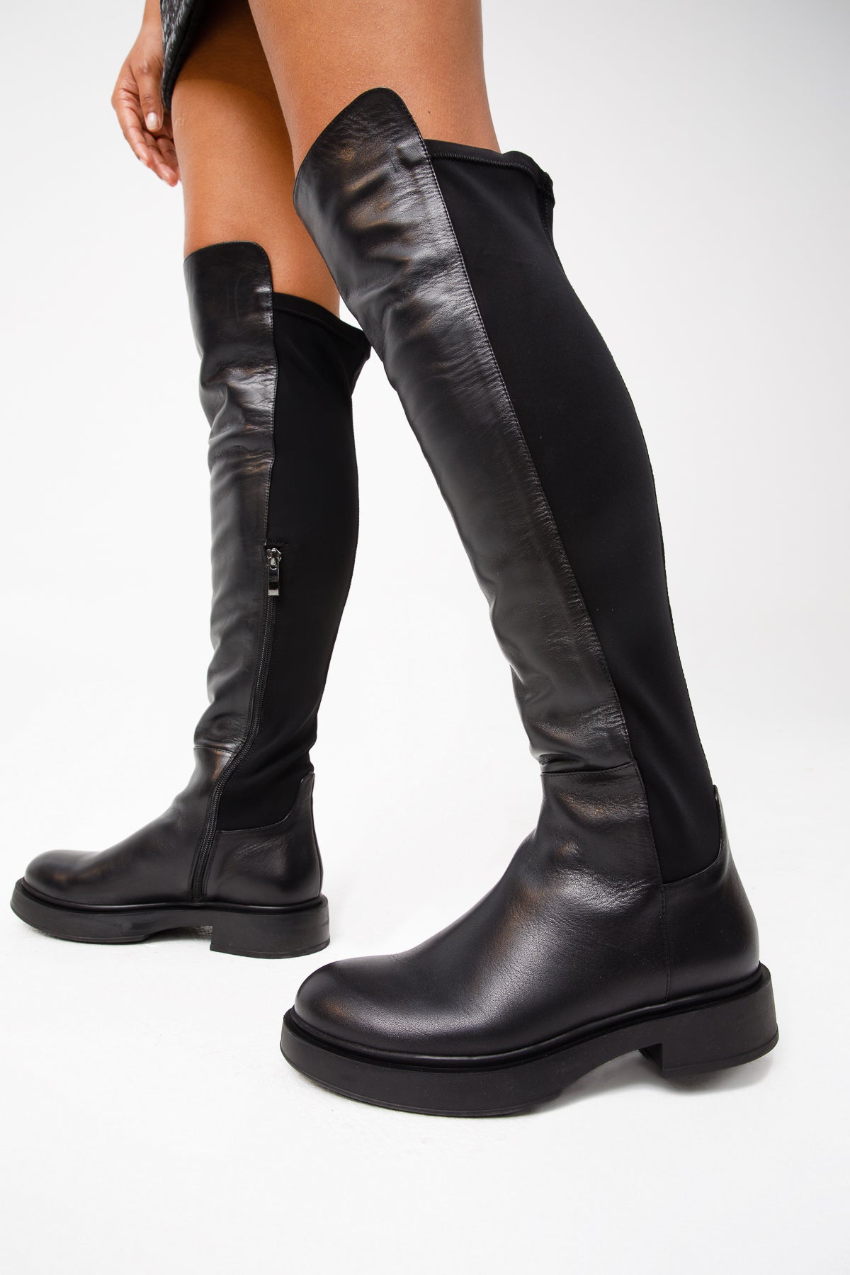 Vinci Leather The Harmony Belle Black Leather Knee High Women Boot – product view 2