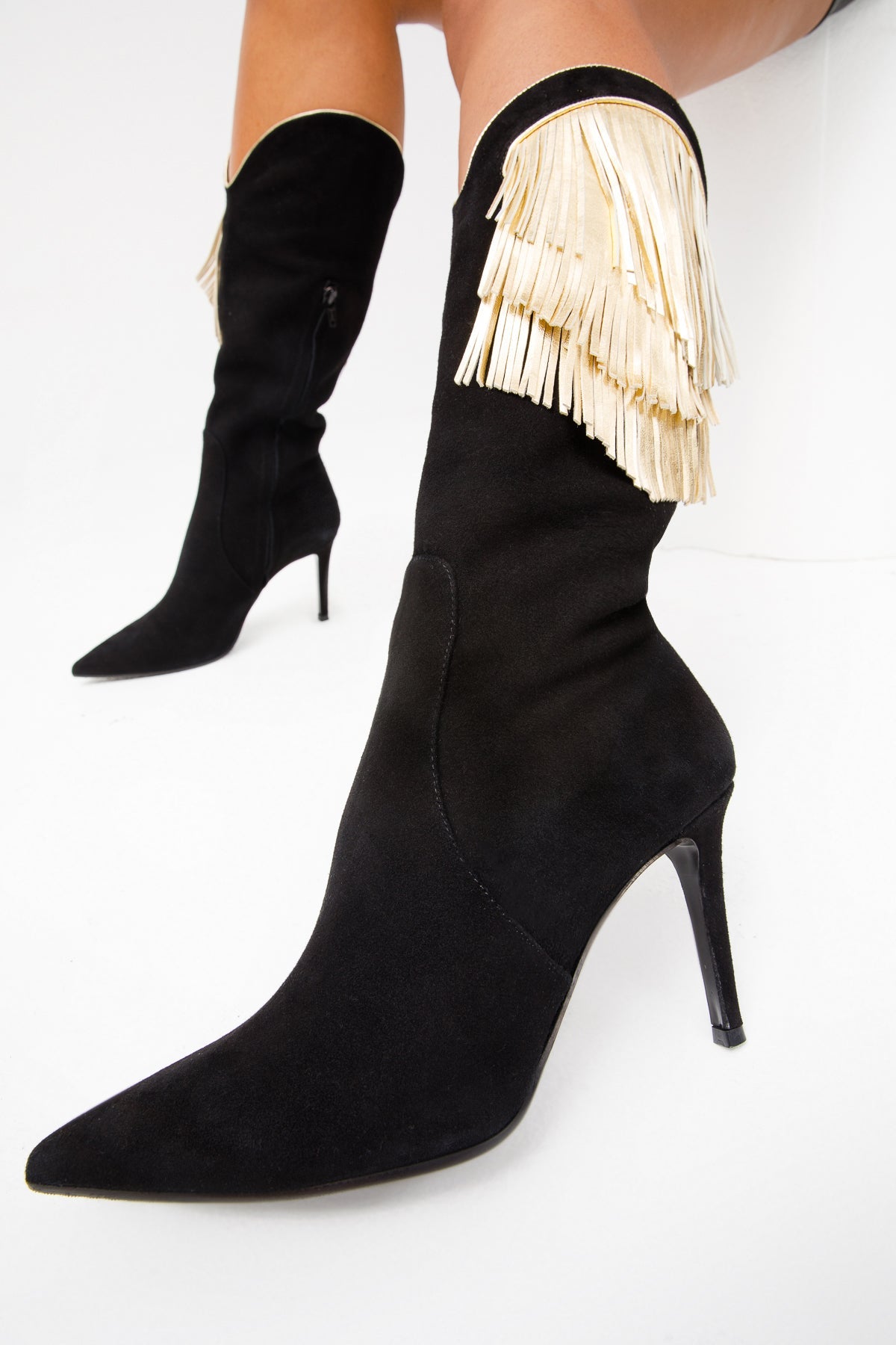 Vinci Leather The Vienna Black Suede Leather Knee High Women  Boot – product view 26