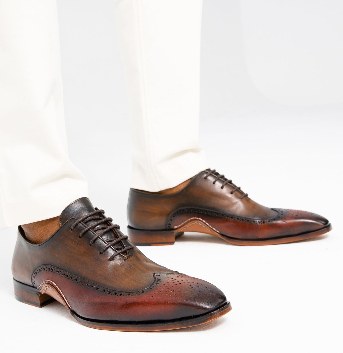 Vinci Leather The Royal Hand Craft Burgundy Wingtip Oxford Men Shoe – product view 2
