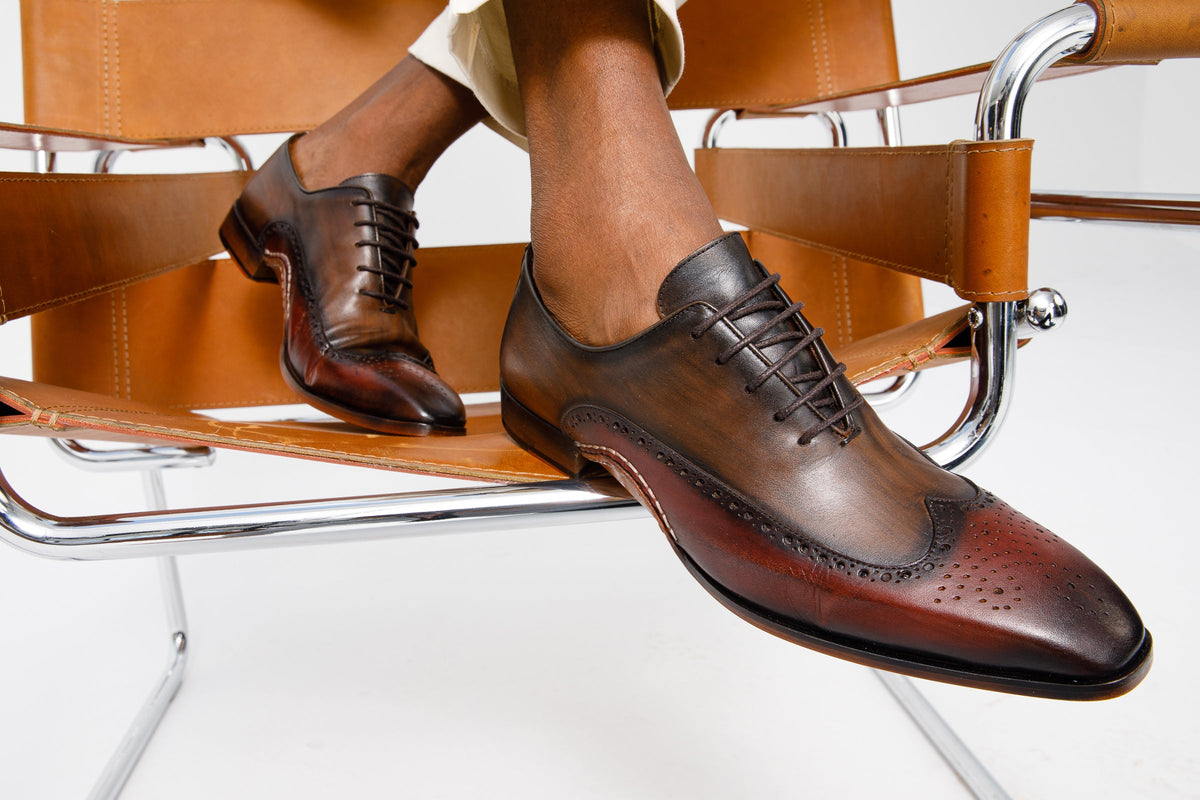 Vinci Leather The Royal Hand Craft Burgundy Wingtip Oxford Men Shoe – product view 10
