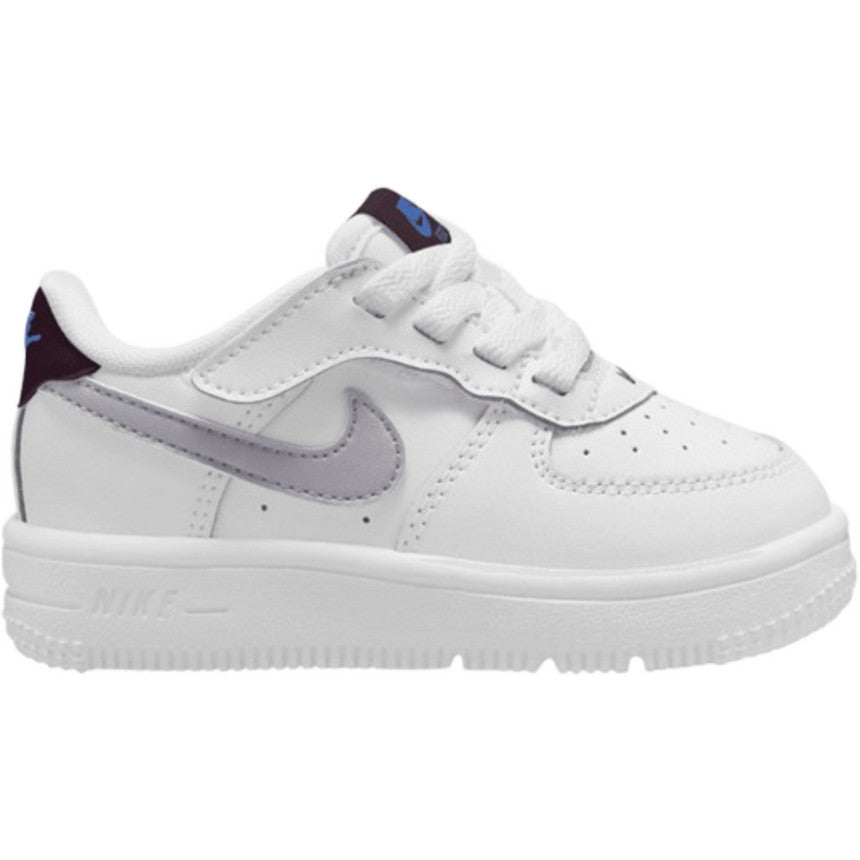 Nike Force 1 Low EasyOn Toddlers' (TD) Sneakers — White/Purple Leather Low-Top
