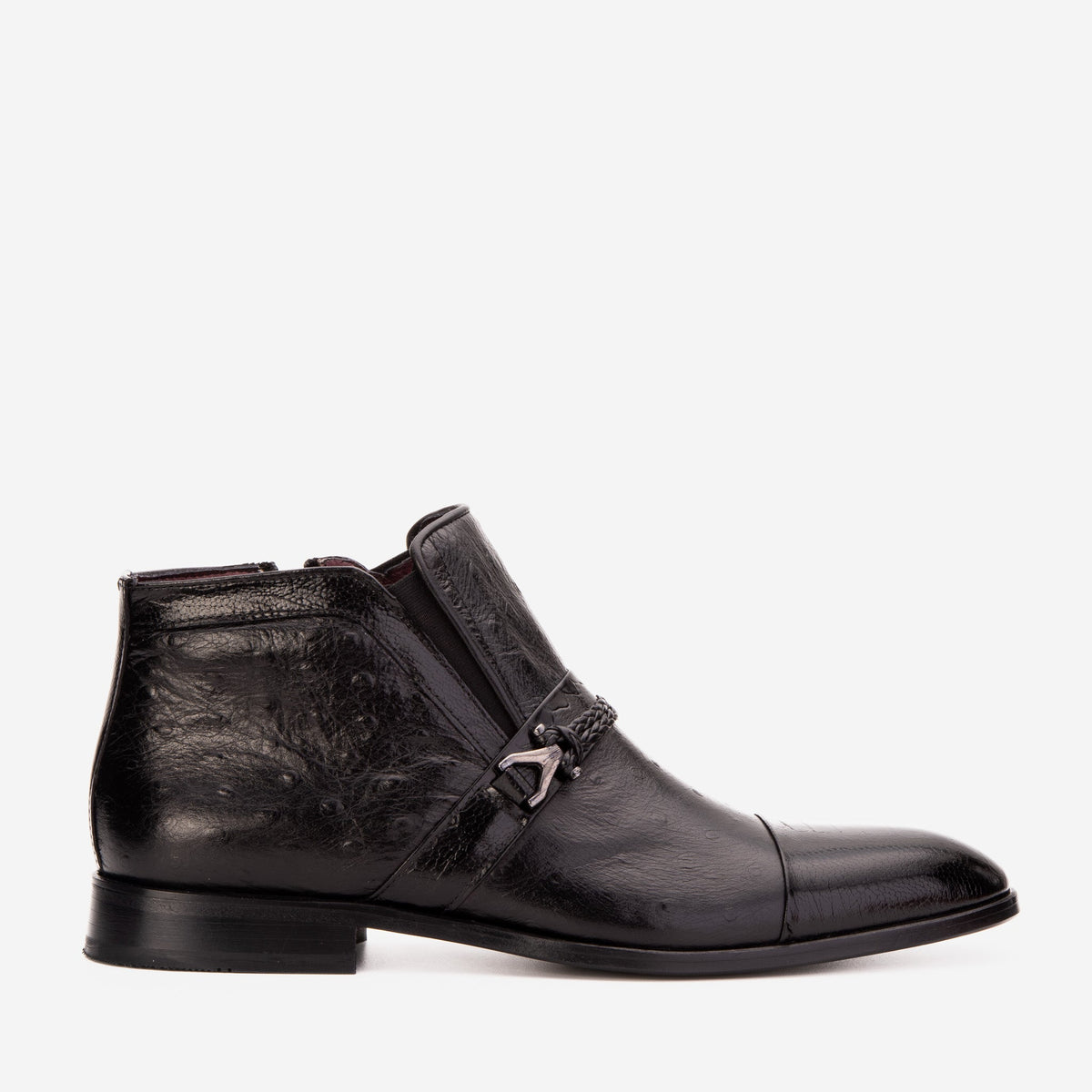 Vinci Leather The Dallas Black Leather Bit Ankle Zip-Up Dress Men Boot – product view 1