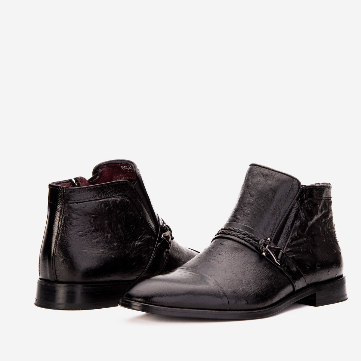 Vinci Leather The Dallas Black Leather Bit Ankle Zip-Up Dress Men Boot – product view 6