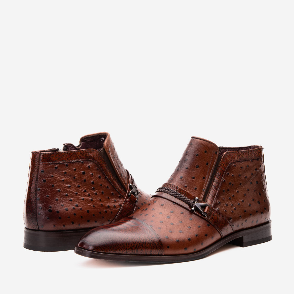 Vinci Leather The Dallas Tan Leather Bit Ankle Zip-Up Dress Men Boot – product view 4